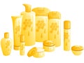 Line of beauty products, with a honeycomb design