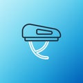 Line Bicycle helmet icon isolated on blue background. Extreme sport. Sport equipment. Colorful outline concept. Vector Royalty Free Stock Photo