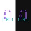Line Bicycle lock U shaped industrial icon isolated on white and black background. Colorful outline concept. Vector Royalty Free Stock Photo
