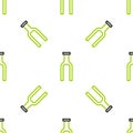 Line Bicycle suspension fork icon isolated seamless pattern on white background. Sport transportation spare part