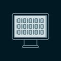Line Binary code icon isolated on black background. Flat filled outline style with shadow. Vector
