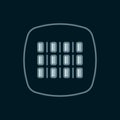 Line Binary code icon isolated on black background. Flat filled outline style with shadow. Vector