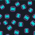 Line Binary code icon isolated seamless pattern on black background. Vector Royalty Free Stock Photo