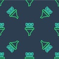 Line Binary code icon isolated seamless pattern on blue background. Vector Royalty Free Stock Photo