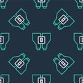 Line Binoculars icon isolated seamless pattern on black background. Find software sign. Spy equipment symbol. Vector