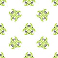 Line Biohazard symbol icon isolated seamless pattern on white background. Vector