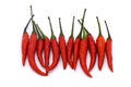 Line of birds eye chillies