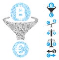 Line Bitcoin Euro Conversion Funnel Icon Vector Collage