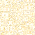 Line Bitcoin White Seamless Pattern