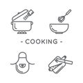 Line black cooking icon set