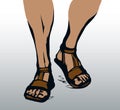 Legs walk along the road. Vector drawing Royalty Free Stock Photo