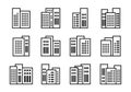 Line black icons buildings and vector company set, Isolated office collection on white background