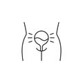 Line bladder icon. Urinary tract. Pain with bowel movements or urination concept