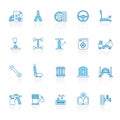 Line with blue background Auto service and car part icons