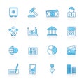 Line with blue background Business, Banking and Finance Icons Royalty Free Stock Photo