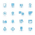 Line with blue background Network, Server and Hosting Icons Royalty Free Stock Photo