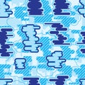 Line blue cloud seamless pattern Royalty Free Stock Photo