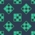 Line Board game of checkers icon isolated seamless pattern on blue background. Ancient Intellectual board game. Chess Royalty Free Stock Photo