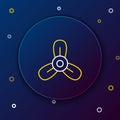 Line Boat propeller, turbine icon isolated on blue background. Colorful outline concept. Vector Royalty Free Stock Photo