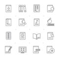 Line book, Library and education icons Royalty Free Stock Photo