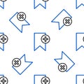 Line Bookmark icon isolated seamless pattern on white background. Add to concept. Colorful outline concept. Vector