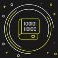 Line Books about programming icon isolated on black background. Programming language concept. PHP, CSS, XML, HTML Royalty Free Stock Photo