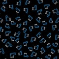 Line Boots icon isolated seamless pattern on black background. Diving underwater equipment. Vector