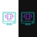 Line Bot icon isolated on white and black background. Computer monitor and robot icon. Colorful outline concept. Vector