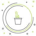Line Bottle of champagne in an ice bucket icon isolated on white background. Colorful outline concept. Vector Royalty Free Stock Photo