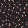 Line Bracelet jewelry icon isolated seamless pattern on black background. Bangle sign. Vector