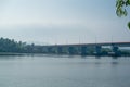 Line bridge over a river in the tropics Royalty Free Stock Photo