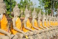 Line of buddha statue Royalty Free Stock Photo