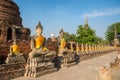 Line of buddha statue Royalty Free Stock Photo