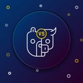 Line Bull and bear symbols of stock market trends icon isolated on blue background. The growing and falling market. Wild Royalty Free Stock Photo