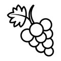 line Bunch of grapes with leaf flat vector icon for food apps Royalty Free Stock Photo