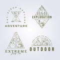 line bundle of mountain camping adventure outdoor vector logo set illustration design badge