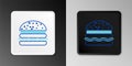 Line Burger icon isolated on grey background. Hamburger icon. Cheeseburger sandwich sign. Colorful outline concept