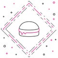 Line Burger icon isolated on white background. Hamburger icon. Cheeseburger sandwich sign. Fast food menu. Colorful