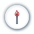 Line Burning match with fire icon isolated on white background. Match with fire. Matches sign. Colorful outline concept Royalty Free Stock Photo