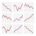 Line business graphs showing performance and sales