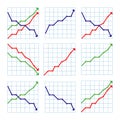 Line business graphs showing performance and sales