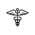 Line caduceus icon on white background Royalty Free Stock Photo