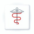 Line Caduceus snake medical symbol icon isolated on white background. Medicine and health care. Emblem for drugstore or Royalty Free Stock Photo