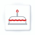 Line Cake with burning candles icon isolated on white background. Happy Birthday. Colorful outline concept. Vector Royalty Free Stock Photo