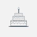 Line cake icon minimal flat style