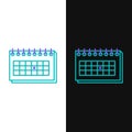 Line Calendar icon isolated on white and black background. Due date. Colorful outline concept. Vector Royalty Free Stock Photo