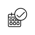 line calendar ok icon on white background