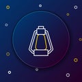 Line Camping lantern icon isolated on blue background. Happy Halloween party. Colorful outline concept. Vector Royalty Free Stock Photo