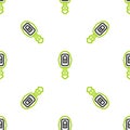 Line Car key with remote icon isolated seamless pattern on white background. Car key and alarm system. Vector Royalty Free Stock Photo