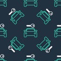 Line Car rental icon isolated seamless pattern on black background. Rent a car sign. Key with car. Concept for Royalty Free Stock Photo